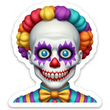 cute skeleton man clown with makeup sticker