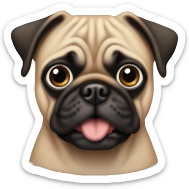 Brown and black pug with eyes facing outward sticker