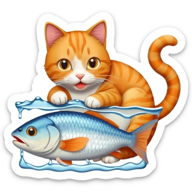 A cat eat fish sticker