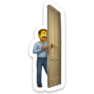 Guy knocking door sticker