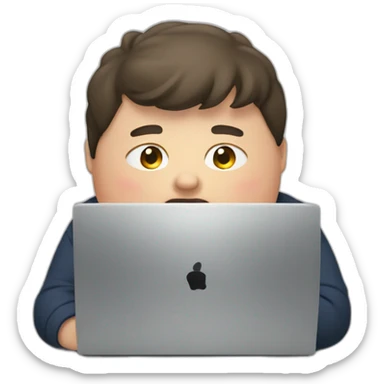an obese boy who is on a pc sticker