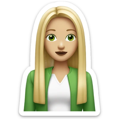 Girl with long straight blonde hair green eyes and filled lips sticker