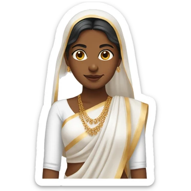 Brown girl wearing white saree sticker