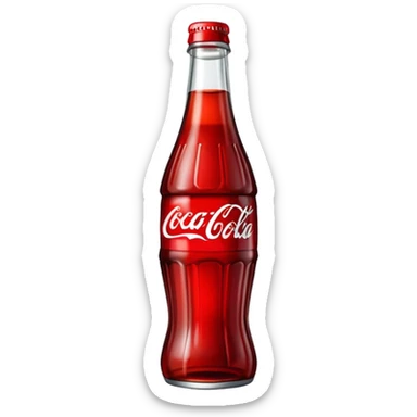 classic curved Coca-Cola style glass bottle with red liquid inside sticker