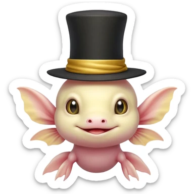 light yellow axolotl with magician hat sticker