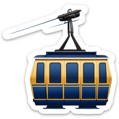 create a cablecar emoji in winter. make it navy dark blue. no yellow. and add the words in white: Lenk  sticker