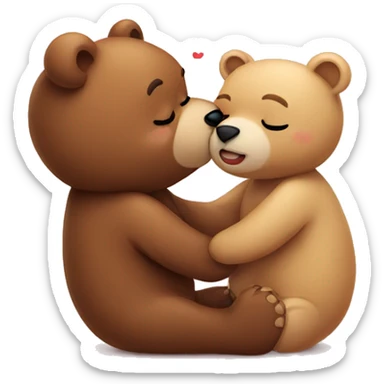 Bear love kissing a cute bear sticker