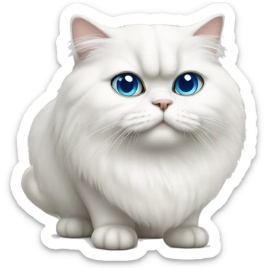 White Persian cat, blue eyes, fat cat sticker