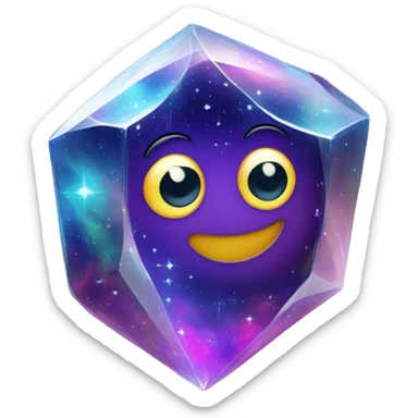 A vibrant, swirling galaxy inside a crystal, with tiny stars and cosmic dust floating around it.

 sticker