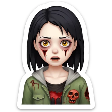 girl zombie with black hair sticker
