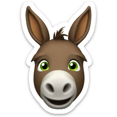 innocent brown donkey face and green background 3d sticker