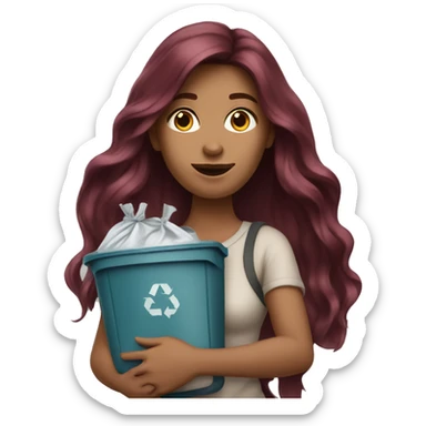 Beautiful burgundy long haired woman taking out the trash sticker