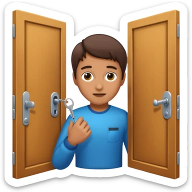 Persona cerrando la puerta con llave sticker