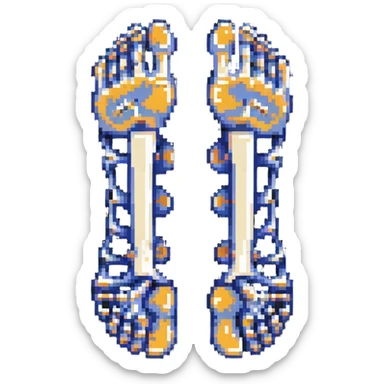 pixelated skeleton foot, bone structure of foot sticker