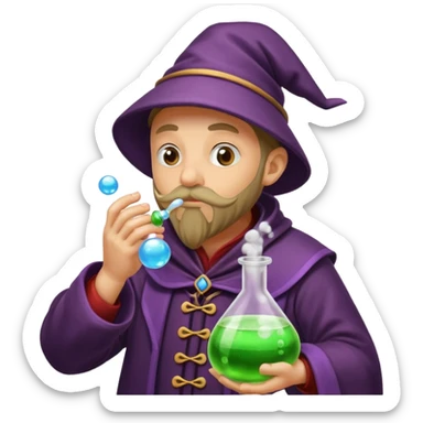 alchemist shushing while potion bubbles sticker