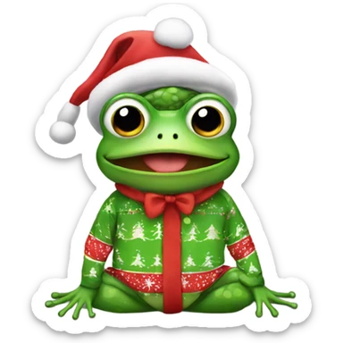 Frog in Christmas pjs sticker