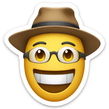 emoji face smiling with a hat and a keyboard sticker