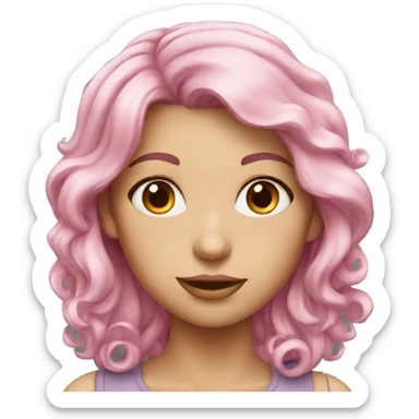 pink hair grey eyes lady sticker