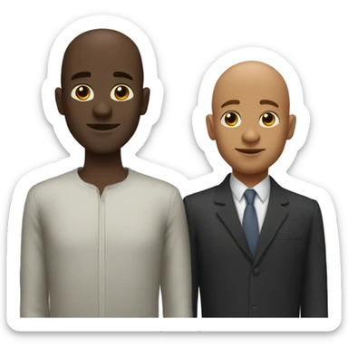 Two black men One bald One with curly hair.  sticker