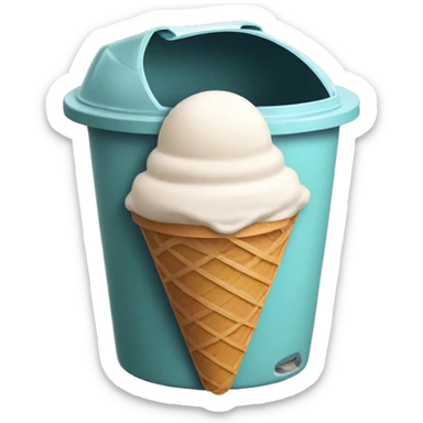 ice cream cone sticking out a trash can sticker