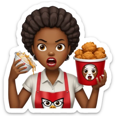 tsion angry black girl ragebait fat running 100 kfc chicken dirty mouth angry bad word sticker