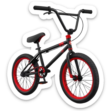 A BMX bicycle, small 20-inch wheels, compact frame, high handlebars, sporty design, no person, freestyle BMX bike sticker