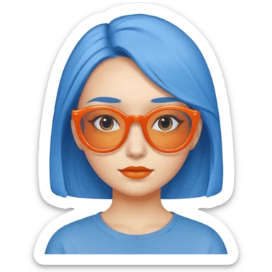 blue skinned orange glassed child girl sticker