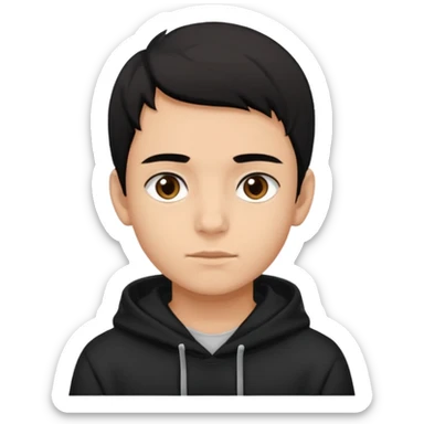Chłopak ciemno brązowe oczy czarne włosy bluza czarna i taki bardziej żeby wyglądał na 18 latka sticker