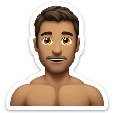Brunette man with muscles  sticker