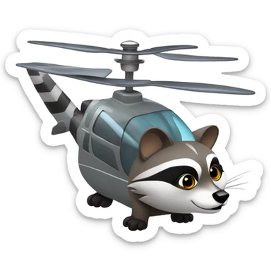 Helicopter raccoon sticker