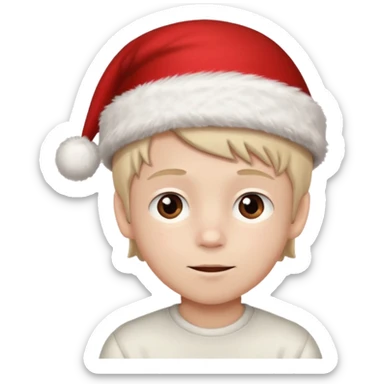 Christmas hat on a cute boy head sticker