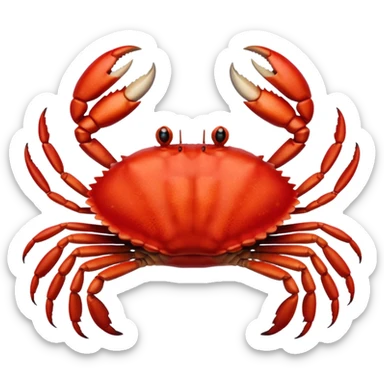 A high-resolution digital illustration of a crab, semi-realistic style. The crab is shown head on sticker