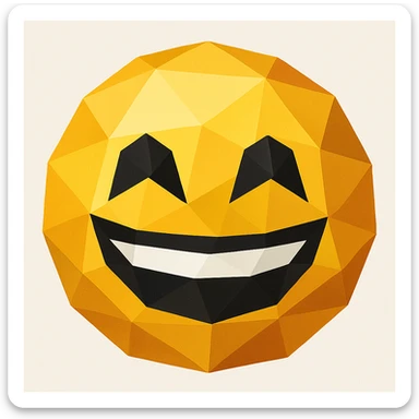a smiling face emoji in a geometric 2D style, bold shapes and lines sticker