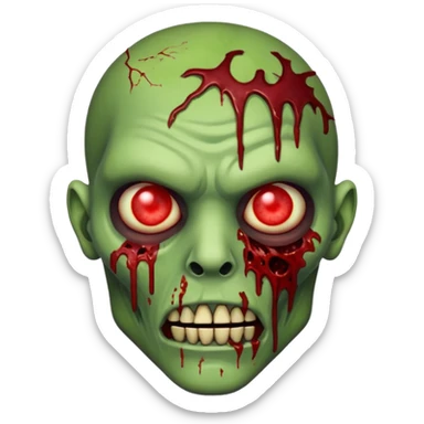 Creepy zombie head, glowing eyes, decaying skin, blood splatters, realistic, no background







 sticker