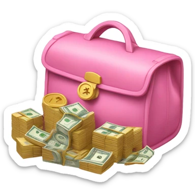 Pink bag full of money sticker