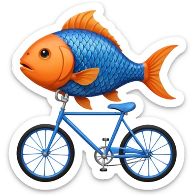 fish riding on the bike sticker