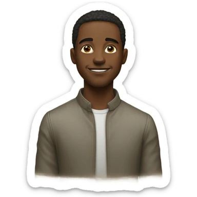 portrait of a young man that is very small with very large feet sticker