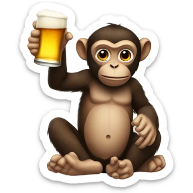 monkey drinking beer sticker