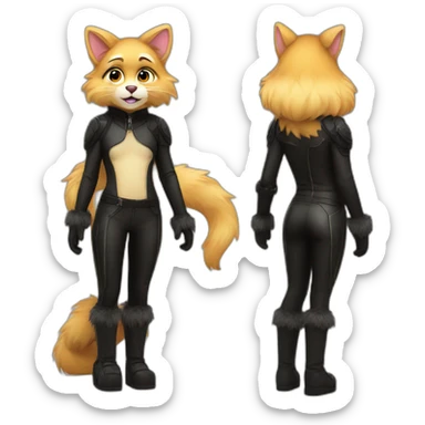 Furry posing in latex leggings sticker