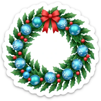 Simple and sweet Christmas wreath with light blue details sticker