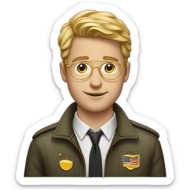 young white man with golden aviator glasses sticker