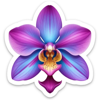 super realistic pink purple and blue orchid sticker