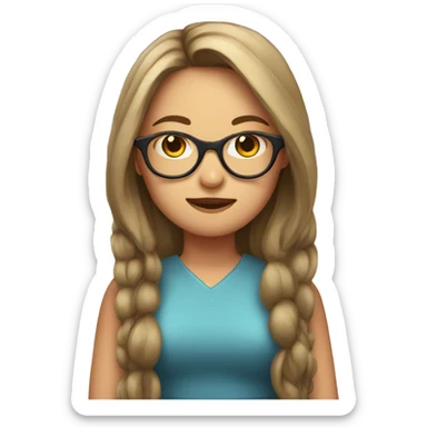 Girl with glasses and long hair and a dress and fat sticker