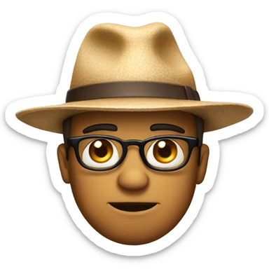 Squinted eyes biting lip raised eyebrows wearing a hat sticker