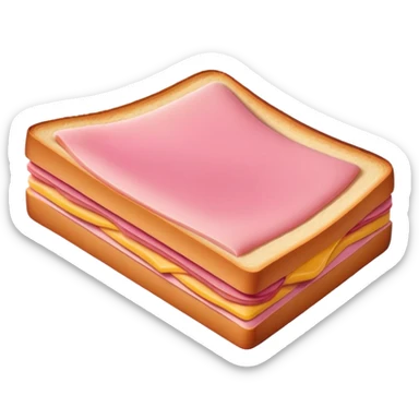 pink bologna slice folded with visible crease, emoji style sticker
