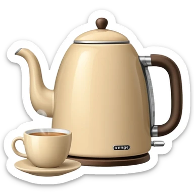Beige smeg kettle and a cup of tea sticker