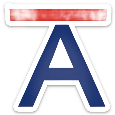A letter t in the british flag colors sticker