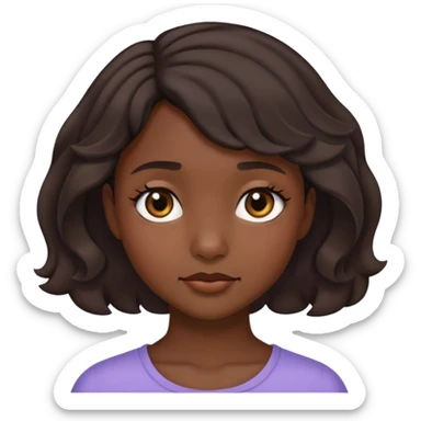 Girl showing shyness, dark skin tone, short wavy hair sticker