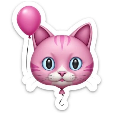 Make a pink cat with a balloon head, no the head is a balloon with the details of the cat head on the balloon head, make the body visible enough to where it’s big enough to be roughly the size of a cat body sticker
