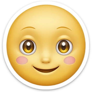 Emoji, yellow round smiling face, shy expression sticker